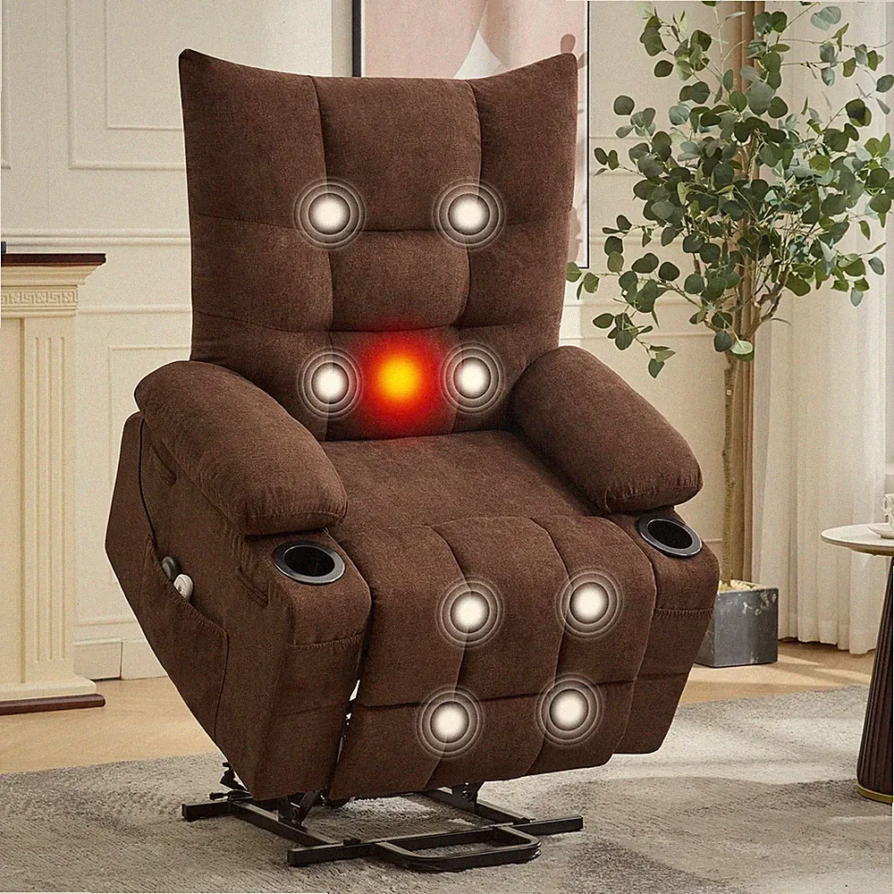 Electric Power Lift Recliner Chair Sofa W/ Heat Massage for Elderly Remote