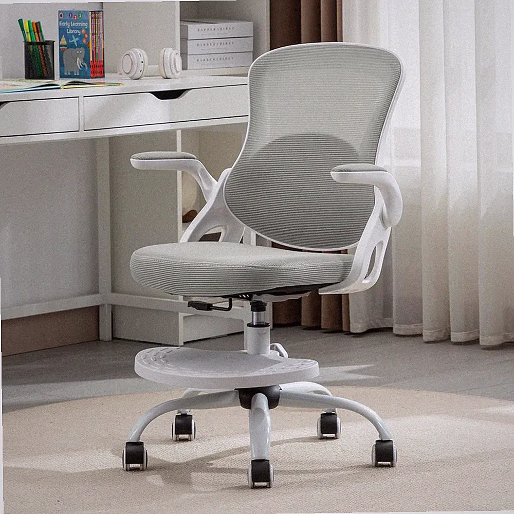 Ergonomic Kids Desk Chair with Adjustable Height & Swivel Wheels - Grey