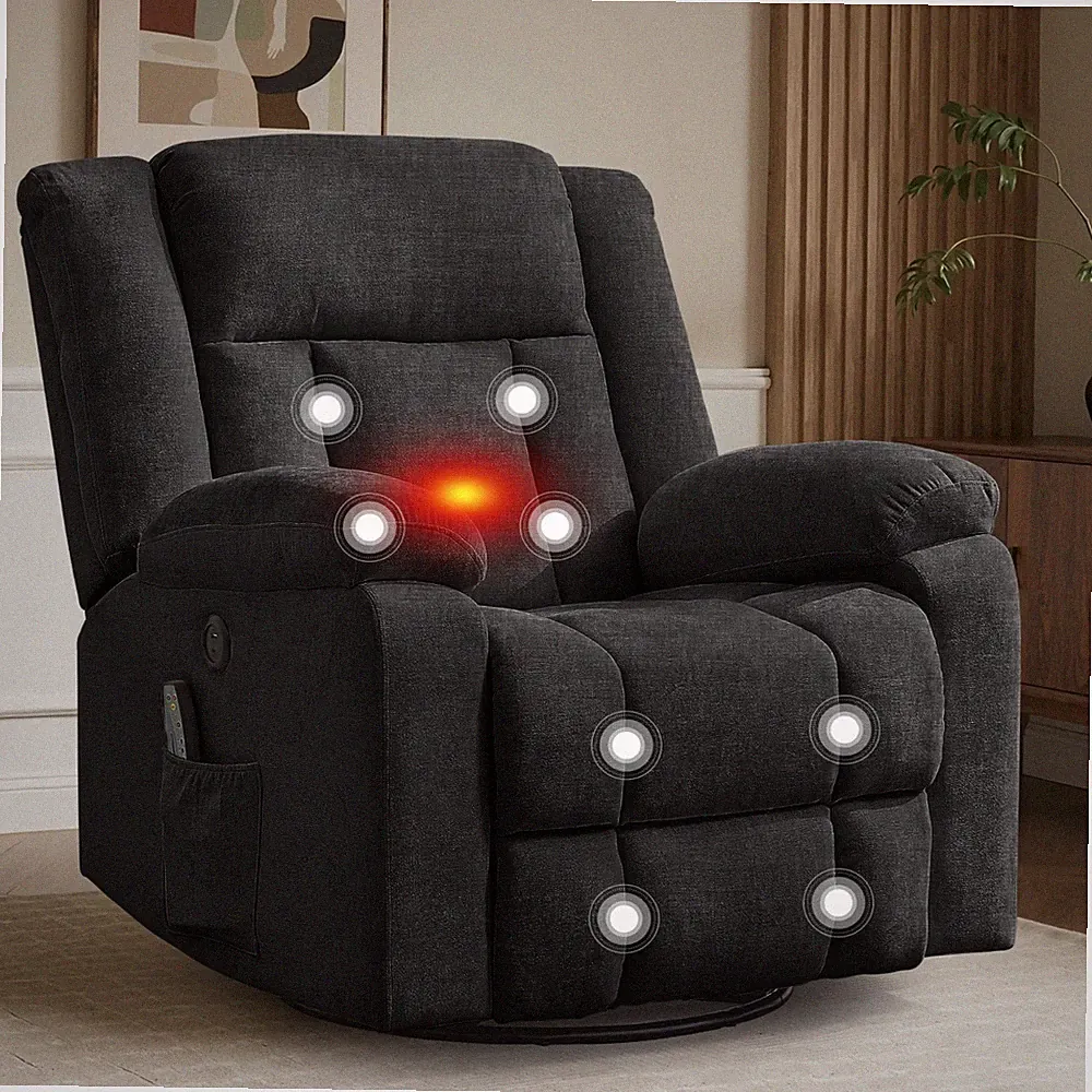 Korser Massage Swivel Rocker Recliner Chair with USB Ports for Living Room