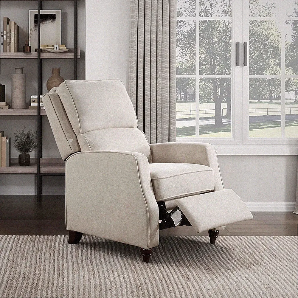 Modern Beige Push Back Recliner Chair for Living Room & Office