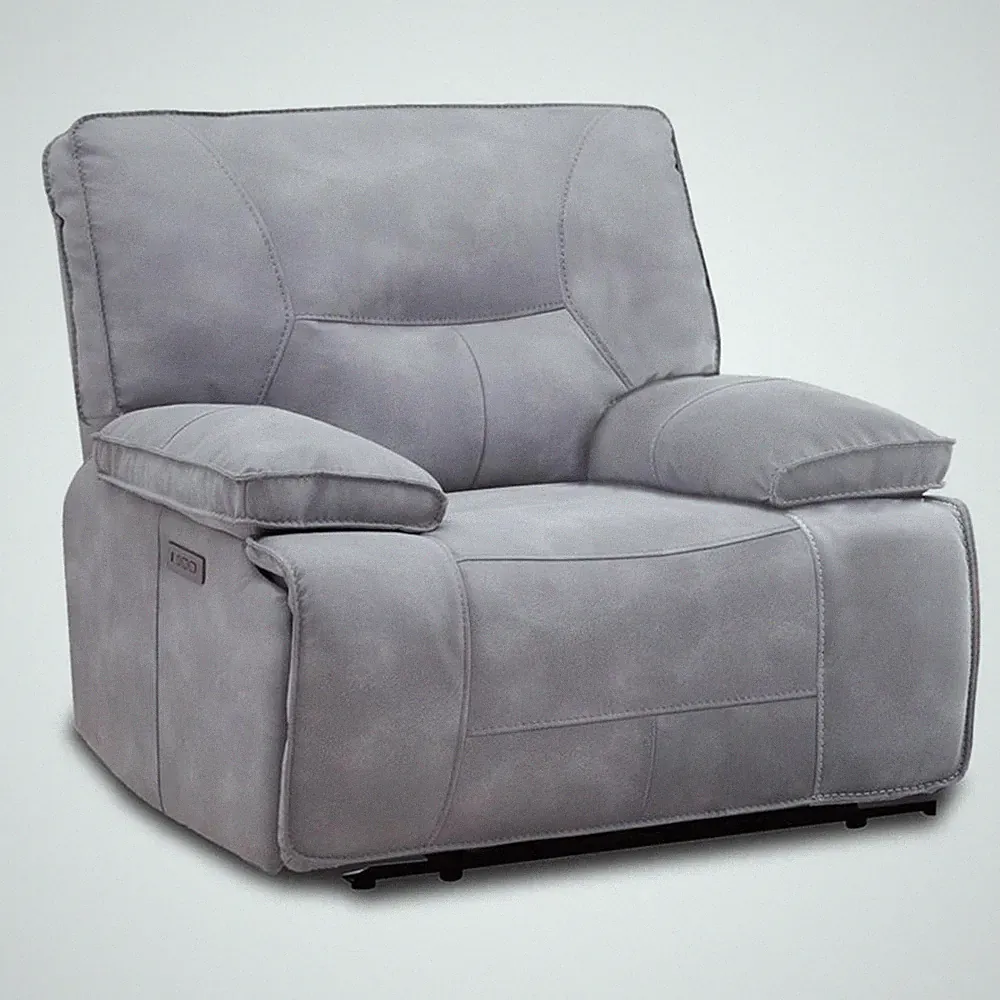 Pemberly Row Contemporary Fabric Power Zero Gravity Recliner in Gray