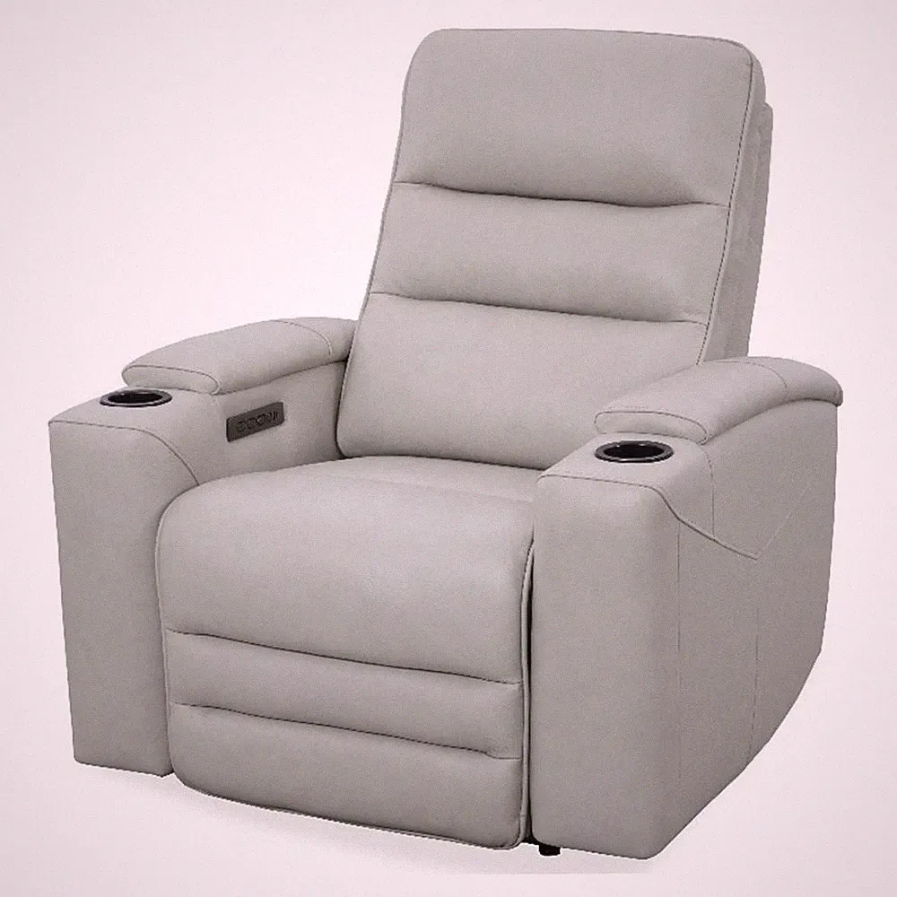 Pemberly Row Contemporary Leather Stone Power Zero Gravity Recliner