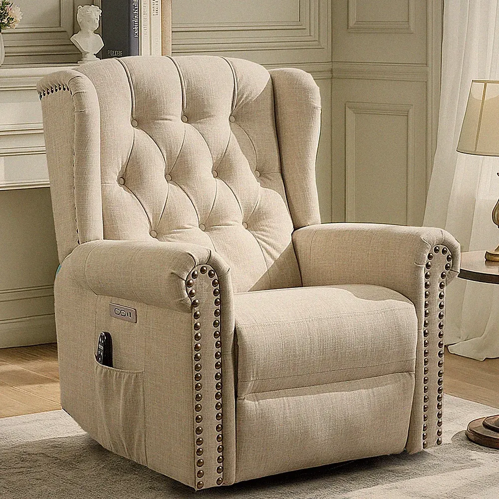 Power Swivel Rocking Glider Recliner Chair with Heat & Massage for Living Room