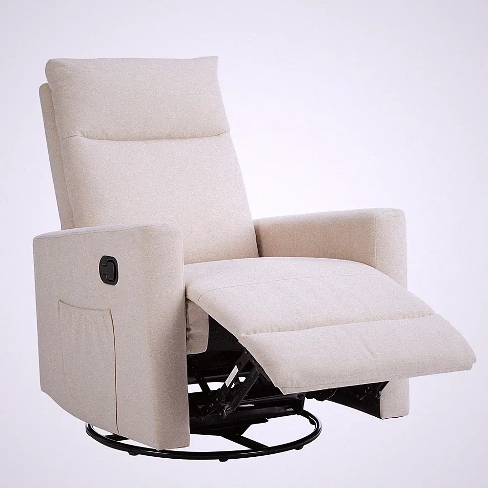 Rocking Swivel Sofa Lounge Chair Soft Cushion Seat and Footstool for Living Room